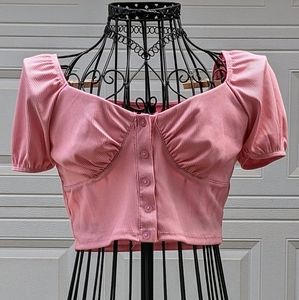 Ruched Button Down Crop Top